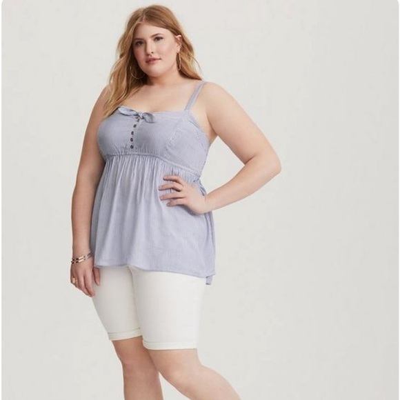 Torrid Blue and White Stripe Babydoll Cami - Picture 2 of 12
